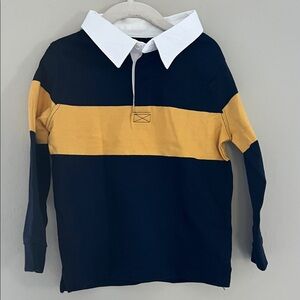 Old Navy Kids Navy and Yellow Striped Shirt 5T
